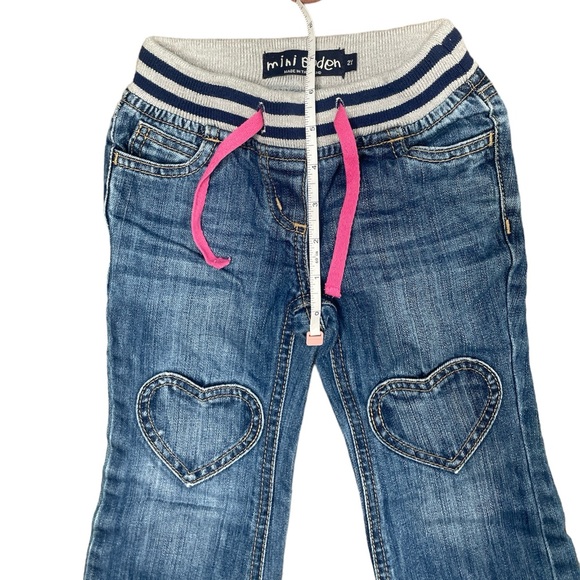 Mini Boden Kids Jeans Size 2 ❤️ hearts on the knees & bottom Elastic waistband - Picture 5 of 7